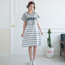 반팔 수유 슈슈배색원피스