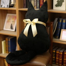 귀여운 고양이 쿠션 문공용 뒷모습 고양이 쿠션 블랙 고양이 피규어 털 장난감 남녀공주 크리스마스 선물, 흑, 100cm