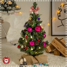 크리스마스 트리 70cm 나무트리 전구 이너먼트 화이트 풀세트, 레드