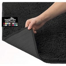 캥거루 플러시 럭셔리 샤닐 배스 러그 36x24 엑스트라 소프트 및 흡착성 샤기 욕실 매트 러그 워셔블 스트롱 밑면 키즈, 단일옵션