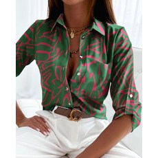 여성 쉬폰 셔츠 블라우스 시스루 지고트 브이넥 퍼프 소매 리본 오피스룩 사계절