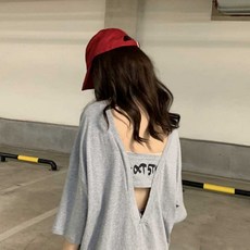 뒷 파임 티셔츠 뒷트임 오버핏 루즈핏 박스티 2XL 반팔