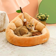 Woof ~ Meow 강아지 고양이 매트 방석 침대 쿠션 미끄럼방지 쇼파 숨숨집 매트리스, 오렌지, 1개