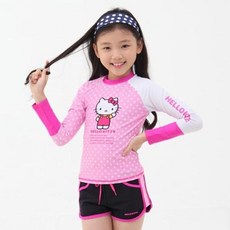 키티 여아 수영복 주니어 래쉬가드 팬츠 세트 4p 핑크 nys*559Nf