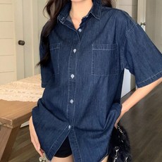 주디앤 여성 어텐션 오버핏 데님 셔츠