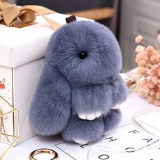 하우스팡 인형키링 열쇠고리 토끼인형, 그레이 15cm, 1개 - 토끼인형