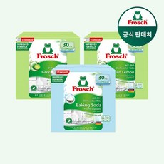 프로쉬 독일 식기세척기세제 3개(그린레몬/베이킹소다), 식세기 소다 30개입 3개, 3개