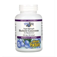 내추럴팩터스 블루베리 농축물 500mg 90소프트젤 BlueRich 추출물, 1개, 90정