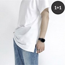 [당일출고] 남자 레이어드 티셔츠 기본 무지 이너 흰색 검은색 회색 티셔츠 머슬핏 머슬티 순면 옆트임 목안늘어나는 오버핏 20수 반팔