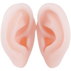 보청 교육 실리콘 모양 귀 모형 ASMR 가짜 귀 이어폰, 상세페이지 참고, 둥근바닥분홍색왼쪽귀