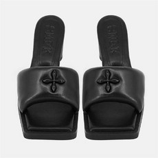 SMFK 모직 슬리퍼 여성은 같은 두꺼운 바닥 크로스 플라워 슬리퍼와 함께 검은 색 풍선 양모 울 Wu Xuanyi를 착용합니다.