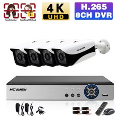 영어 설명서 CCTV IP DVR 홈 보안 카메라 시스템 8채널 4K AHD DVR 키트 얼굴 감지 영상 감시 카메라 시스템 세트 8CH XMEYE, 없다, 유럽 연합 플러그, 8채널 dvr 카메라 4개, 1개