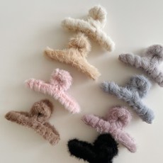 페이크 밍크퍼 올림머리 꼬임집게핀 8color