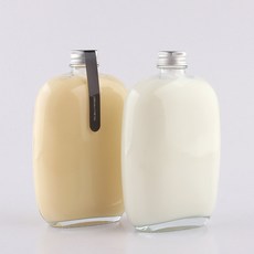 납작 유리병 C 250ml 58개 (약 가로 9.1cm x 세로 4.3cm x 높이 14.4cm 마개 2.4cm)