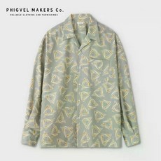 피그벨 델타 패턴 오픈 카라 셔츠 Delta Pattern Open Collar LS Shirt 4가지 사이즈