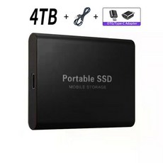 1TB 휴대용 고속 드라이브 500GB SSD 하드 외장 스토리지 노트북/맥/폰, Black 4TB