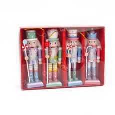 호두까기 인형 목공예 인형 탁상용 장식 크리스마스 트리 펜던트 12.5cm 4 개