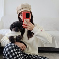 데일리무지 강아지 맨투맨 티셔츠 강아지커플룩 3color, 아가옷, 블랙, 1개
