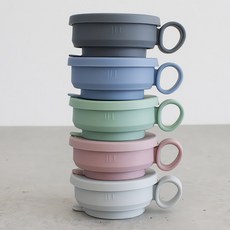 실리콘 접이식컵 휴대용 캠핑 등산 물 자바라 뚜껑 손잡이 컵, 1개