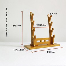 원목 사시미 거치대 칼 진열대 꽂이 일본식 일식 주방 스시 보관대 홀더 스탠드, 호두 원목 4 층 부엌 칼 홀더, 1개
