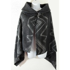 212178 랄프로렌 가죽 Buckle Equestrian Indian Wrap Lamb 울 케이프 Poncho 스웨터