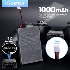 소니 PS4 프로 슬림 블루투스 듀얼 쇼크 컨트롤러 2 세대 CUH-ZCT2 또는 CUH-ZCT2U 용 ENT 배터리 팩 교체, 1개, 1.2 in 1