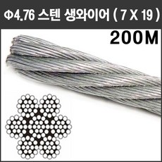 마녹스 스텐와이어 4.76mm 100m 4.76파이 SUS 스텐레스와이어 스덴 스뎅 와이어로프 철사 철선 선 줄 와이어액자걸이, 1개