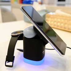 머레이 맥세이프 LED 삼성 갤럭시워치 애플워치 호환 3in1 고속 무선충전 거치대 cube-10 +맥세이프 링, 블랙, 1개