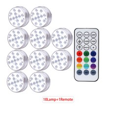 자석 13LED RGB 잠수정 조명 수영장 수중 야간 램프 꽃병 그릇 웨딩 파티 정원 연못 장식 2021, 10lamp 1remote, 1개