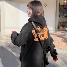 티데일리 스탭 기모 오버핏 후드 긴팔 티셔츠 남녀공용 빅사이즈 후드티
