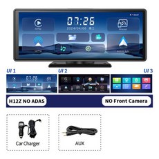 Imagebon 10.26인치 4K 대시캠 ADAS 무선 및 유선 CarPlay/Android Auto 5G WiFi GPS 네비게이션 후방 카메라 대시보드 비디오 레코더, 1) H12Z NO Front Cam - NO TF C
