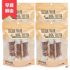 더주스 띵독 강아지 연어 딩고 우유껌 3P x 4개 /이갈이 개껌 간식, 더주스 띵독 강아지 연어 딩고 우유껌 3P x 4개 /, 240g