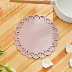 모던하우스 레이스드로잉 실리콘 냄비받침 핑크, 선택:단일상품