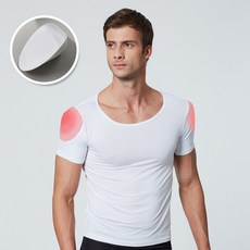 엑시오 남자 어깨뽕 숄더티 반팔 티셔츠 패드삽입형 어깨 보정속옷