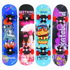 스케이트 보드 데크 판 어린이 만화 스케이트보드 메이플 우드 더블 로커 4 륜 롱보드 60x15cm 24 인치, 12.Talent