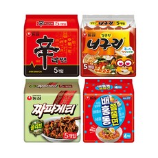 농심 신라면 120g 5입(멀티) 1개 + 얼큰한너구리 5입 올리브 짜파게티 140g 배홍동쫄쫄면 129g 4입 학원 학교 야유회 사무실 탕비실 간식 집 회사 휴게실, 신너짜배쫄