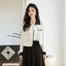 코트 여 가을 코디 더블 긴팔 쇼트 톱
