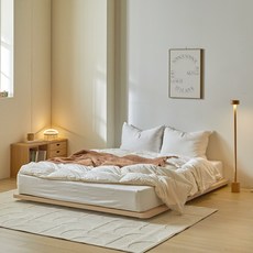 시눕스 저상형 통깔판 침대 프레임 슈퍼싱글침대, 크림화이트