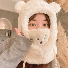 곰돌이 마스크모자 겨울마스크 목도리 겨울털모자 귀달이모자 3종