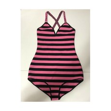 759924 Rare Christian 디올 2018 Pink Striped Logo Strap Bodysuit NWT S
