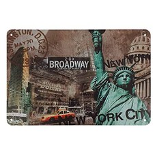 Aoyego Statue of Liberty Tin Sign 뉴욕시의 자동차 건물 빈티지 금속 주석 징후 카페 바 펍 숍 벽 장식 재미 복고풍 간판 8x1 (Multi-a181), Multi-a181
