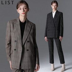 리스트 글렌 체크 더블 브레스트 재킷