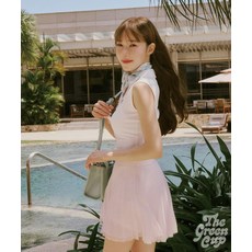 골프 GOLF 도트 샤 플리츠 스커트화이트