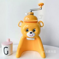 가정용 곰돌이 수동 눈꽃빙수기계 캐릭터 슬러시 눈꽃 팥빙수기계 빙수기, 레몬 옐로우 스팟, 1개