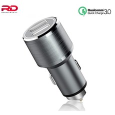 빠른 자동차 충전기 빠른 충전 3.0 5 v/3a 듀얼 usb 9 v/2a 12 v/1.5a 아이폰 7 삼성 화웨이 xiaomi 자동차 usb 충전기, 1개, typec cable^+0
