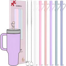 호환 스탠리텀블러 실리콘빨대 스탠리퀜처빨대 Quencher 30cm 지름 약1cm 빨대 청소솔 세트, 1세트, 6개