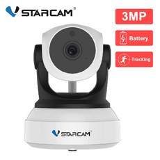 영어 매뉴얼 Vstarcam 1080P IP 카메라 와이파이 카메라 실내 2500mAh 충전 가능한 배터리 AI 자동 추적 CCTV 모니터링 보안 카메라, 8GB SD 카드 추가, 협동사, 미국 플러그