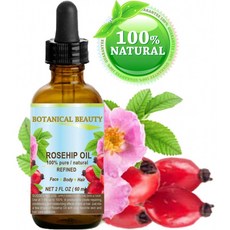 로즈힙 오일 100 % 순수 / 천연 / 정제 / 원액 얼굴 바디 헤어 및 네일 케어. 2 액량 온스-60 ml., 1