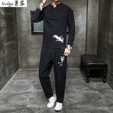 수피트니스 코디세트 남성의류 심플 공연복 청년 트렌드 멋진 불 계 도사 복도 두루마기 차이나 다도
