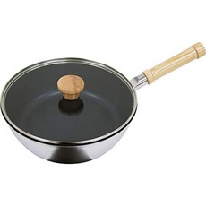 우루시야마 금속 공업 편수 냄비 유리 뚜껑 포함 IH 멀티 딥 팬 Itaru 24cm 20007 실버, 1개, 상품명참조